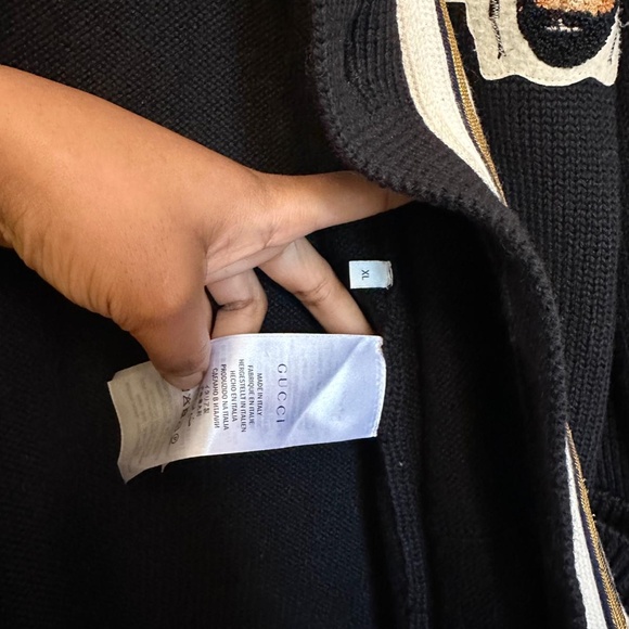 Black Wool Cardigan With Bee - Picture 3 of 3